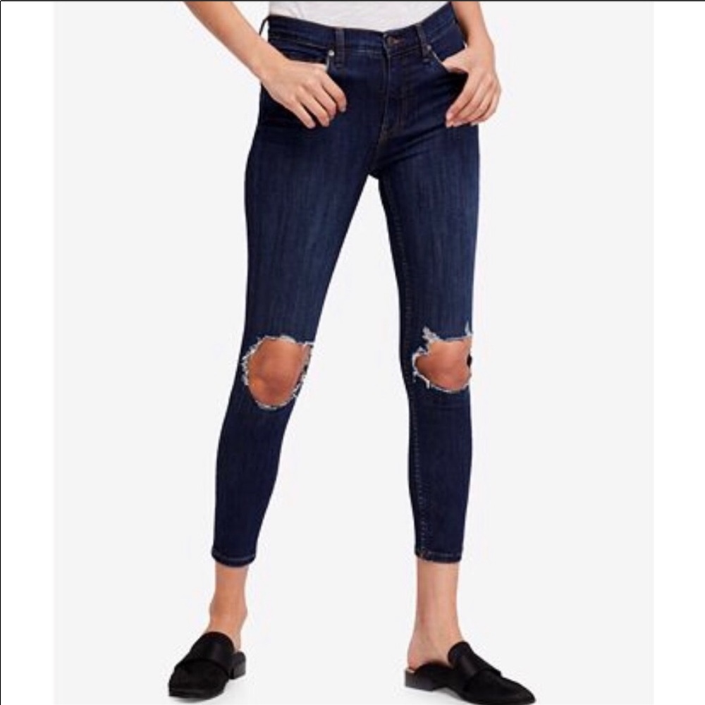 Free People Open Knee High Waist Skinny Jeans